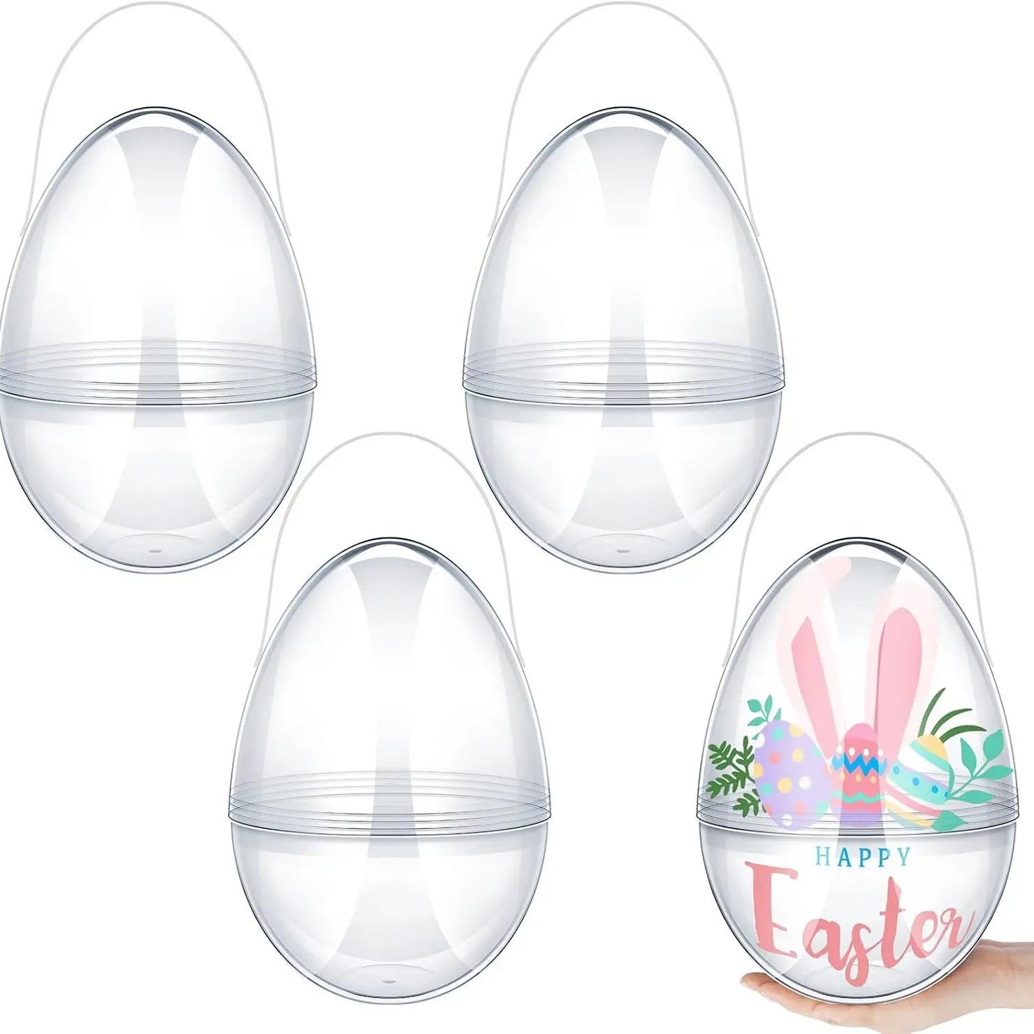 Jumbo Easter Eggs 10” w/ Handle 4/8 Pack