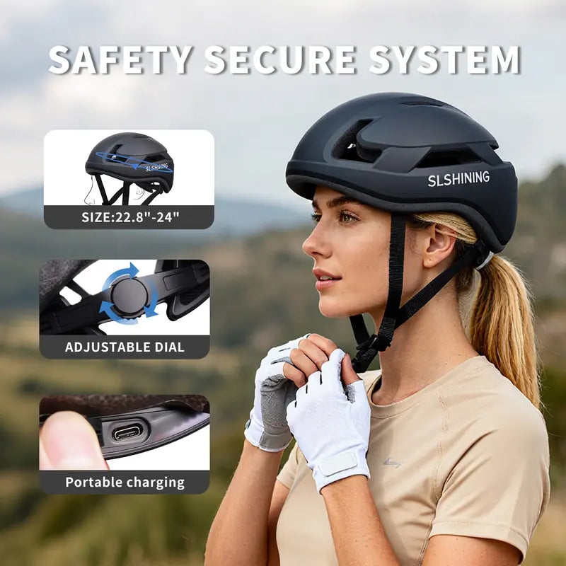 Smart LED Bike Helmet with Remote Control, Ventilated Cycling Helmet, CPSC Certified Safety Protection for Road & Commuter Riding