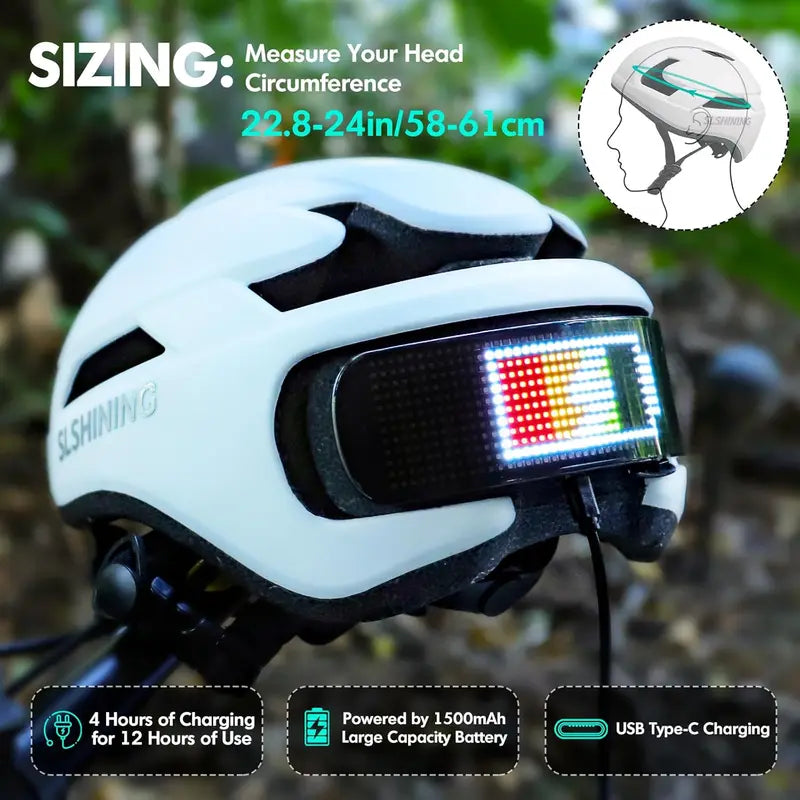 Smart LED Bike Helmet with Remote Control, Ventilated Cycling Helmet, CPSC Certified Safety Protection for Road & Commuter Riding